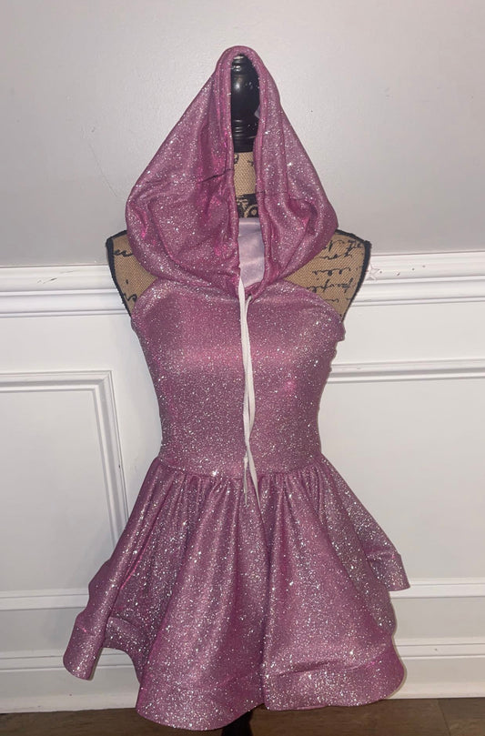 Glitter Glam Hooded Circle Skirt Dress